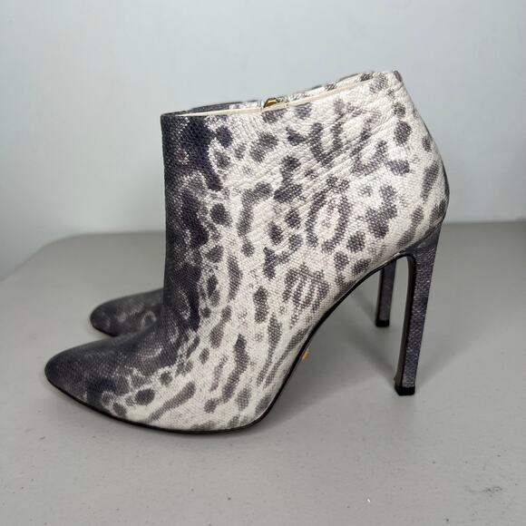 Gucci Gloria Snake Print Leather Pointed Ankle Booties Size 37 - Picture 3 of 11